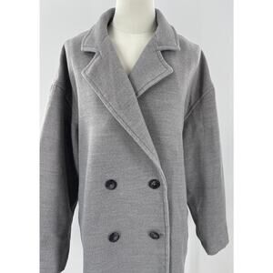 Free People Hannah Gray Coat Slouchy Double Breasted Pea Coat Blazer Medium